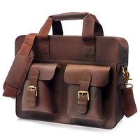 Genuine Leather Briefcase Messenger Bag for 15.6-Inch Laptop, Shoulder Satchel