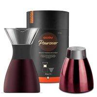 Asobu Red Insulated Pour Over Coffee Maker (32 oz.) Double-Wall Vacuum, Stainless-Steel Filter, Stays Hot Up to 12 Hours