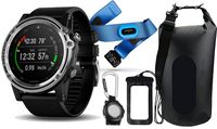 Garmin Descent Mk1 (Silver/Black Band) Dive Computer & GPS Watch | Bundle with HRM-Swim, Garmin Carabiner Clip, PlayBetter Waterproof Dry Bag & Cell Pouch | Extra-Long Strap | Sapphire Version