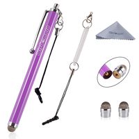 Wisdompro Stylus, 4.8 Inch Universal Microfiber Mesh Tip Styli with 2pcs Replacement Tips and Tether for Capacitive Touch Screen iPad, Tablet, iPhone, Samsung Galaxy Note/Tab and More (Purple)