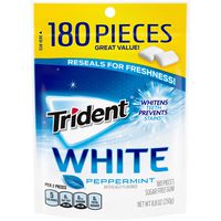 Trident White Sugar Free Gum, Peppermint, 180 Count (Packaging May Vary) (4 Pack (180 Count))
