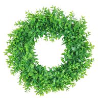 HEBE 18" Inch Artificial Boxwood Wreath Green Leaves Wreath Indoor Outdoor Greenery Door Wreath for Front Door Wall Window Party Farmhouse Backdrop Decor