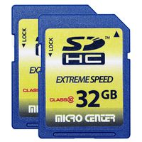 Micro Center 32GB Class 10 SDHC Flash Memory Card SD Card (2 Pack)