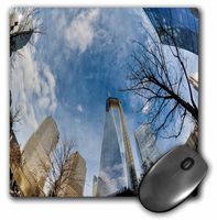 3dRose LLC 8 x 8 x 0.25 Inches Mouse Pad, Looking Up in NY at The Sky, Buildings and Trees (mp_98351_1)