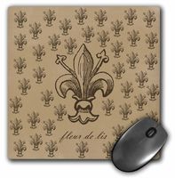 3D Rose"Brown Fleur De Lis French Vintage Art" Matte Finish Mouse Pad - 8 x 8" - mp_110397_1