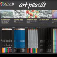 Colore Premium Art Pencils Pack - 50 Assorted Pencil Set for Coloring Pages & Books - Colored, Watercolor, Drawing, Charcoal and Metallic Color Pencils for Students, Kids & Adults School Supplies