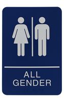 Headline Sign All Gender Restroom Sign, 6 x 9 Inches, ADA, Blue and White (9465)