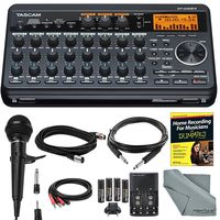 Tascam DP-008EX 8-Track Digital Pocketstudio and Deluxe Bundle with Home Recording for Musician's Guide + Handheld Mic + FibertTique cloth and More