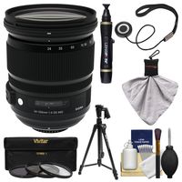 Sigma 24-105mm f/4.0 Art DG OS HSM Lens + 3 Filters + Tripod + Kit for Nikon D3200, D3300, D5300, D5500, D7100, D7200, D610, D750, D810, D4s Cameras