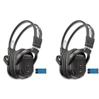 Key Audio 2 Pack of Two Channel Folding Universal Rear Entertainment System Infrared Headphones Wireless IR DVD Player Head Phones for in Car TV Video Audio Listening