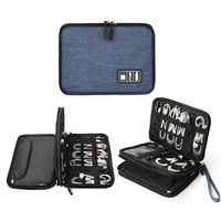 Electronics Organizer, Jelly Comb Electronic Accessories Cable Organizer Bag Waterproof Travel Cable Storage Bag for Charging Cable, Power Bank, Mini Tablet (Up to 7.9'') and More (Black and Blue)