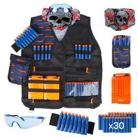 Little Valentine Kids Tactical Vest Kit for Nerf Guns N-Strike Elite Series with Refill Darts, Dart Pouch, Wristband, Face Tube Mask, Quick Reload Clips and Protective Glasses for Boys