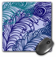 3dRose LLC 8 x 8 x 0.25 Inches Mouse Pad, Pretty Peacock Feathers Birds Art (mp_63647_1)