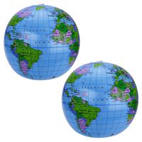 Pangda 2 Pack 16 Inches Inflatable Globe Blow up World Globe Beach Ball Globe for Party Bags, PVC Material
