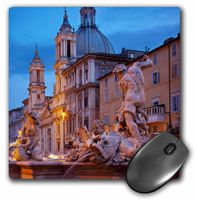 3D Rose"Piazza Navona Fountain of Neptune Rome ItalyEu16 Bjn0131Brian Jannsen" Matte Finish Mouse Pad - 8 x 8" - mp_137602_1