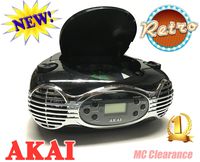 Akai CD/FM Portable Boombox CE2200B Retro Style Limited Edition FM PLL Radio with LCD Display + Line in - Black
