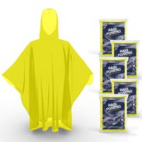 Hagon PRO Disposable Rain Ponchos for Adults (5 Pack) Premium Quality 50% Thicker - 100% Waterproof Emergency Rain Ponchos with Hood - for Concerts, Amusement Parks, Camping (Yellow 5 Pack)