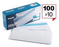 #10 Security Tinted Self-Seal Envelopes - No Window, Size 4-1/8 X 9-1/2 Inches - White - 24 LB - 100 Count (34100)