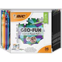 BIC KGFP36-AST GEO-FUN Color-a-Puzzle Activity Kit, Colors, 36-Count, Assorted