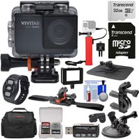 Vivitar DVR794HD 1080p HD Wi-Fi Waterproof Action Video Camera Camcorder (Black) with Remote, Helmet, Bike & Suction Cup Mounts + 32GB Card + Case + Power Bank Grip Kit