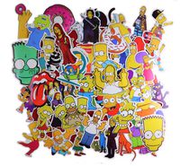 Cartoon Sticker Pack (50Pcs) The Simpson Waterproof Vinyl Stickers for Water Bottles,Laptop,Kids,Cars,Motorcycle,Bicycle,Skateboard Luggage,Bumper Stickers Hippie Decals Bomb