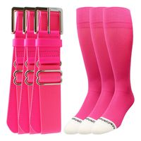 MadSportsStuff Pro Line Baseball Socks and Belt Combo (Neon Pink 3 Pack, Medium)