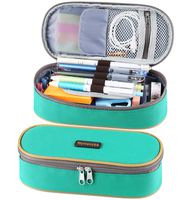 Homecube Pencil Case Big Capacity Pencil Bag Makeup Pen Pouch Durable Students Stationery with Double Zipper Pen Holder for School/Office, Green