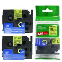 2/Pack LM Tapes - Premium 3/4" Black Print on Bright Yellow Label Compatible with Brother TZe-C41 P-Touch Tape and Comes with a Great Tape Color/Size Guide for Easy reordering. 18mm 0.7 Laminated