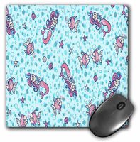 3dRose LLC 8 x 8 x 0.25 Inches Mouse Pad, Aqua and Pink Mermaids and Fish (mp_39645_1)