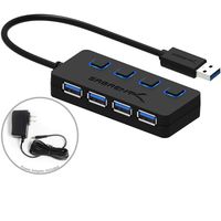 Sabrent 4-Port USB 3.0 Hub with Individual LED Lit Power Switches, Included 5V/2.5A Power Adapter (HB-UMP3) (Renewed)