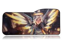 Overwatch Extended Size Custom Professional Gaming Mouse Pad - Anti Slip Rubber Base - Stitched Edges - Large Desk Mat - 28.5" x 12.75" x 0.12" (Curve, Mercy)
