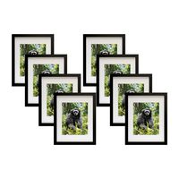 Golden State Art, Set of 8,11x14 Black Photo Frame with Real Glass and White Mat for 8x10 Picture (Pack of 8)