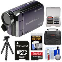 Bell & Howell DV30HD 1080p HD Video Camera Camcorder (Purple) with 16GB Card + Case + Flex Tripod + Kit