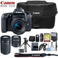 Canon EOS 77D Digital SLR Camera with 18-55mm & 55-250mm Lenses and Basic Kit (International Model)