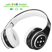 Bluetooth Headphones for Kids, 85db Volume Limited, up to 6-8 Hours Play, Stereo Sound, SD Card Slot, Over-Ear and Build-in Mic Wireless/Wired Headphones for Boys Girls(Black)