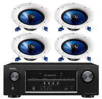 Denon 5.2 Channel Full 4K Ultra HD Bluetooth AV Home Theater Receiver + Yamaha Natural High-Performance Moisture Resistant 2-Way 110 watts Surround Sound in-ceiling Speaker System (Set Of 4)