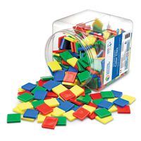 Learning Resources Square Color Tiles, Counting, Sorting Toy, Set of 400 in 4 Colors, Ages 4+