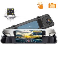 Campark Backup Camera 1080P Mirror Dash Cam 5 inch Touch Screen Rearview Front and Rear Dual Lens Dashboard Recorder with Waterproof Reversing Camera