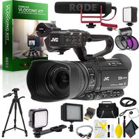 JVC GY-HM250 UHD 4K Streaming Camcorder with Built-in Lower-Thirds Graphics Vlogging Kit Bundle Kit
