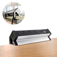 Desktop Clamp Power Strip,Black Desk Power Outlets,Removable Desktop Mount Multi-Outlets with USB,Power Socket Connect 3 US Plugs 2 USB Ports and 1 CAT6 Port 1 HDMI Port for Home Office Reading