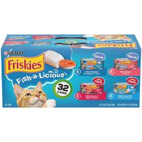 Purina Friskies Wet Cat Food Variety Pack, Fish-A-Licious Shreds, Prime Filets & Tasty Treasures - (32) 5.5 oz. Cans
