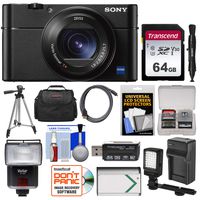 Sony Cyber-Shot DSC-RX100 V A 4K Wi-Fi Digital Camera with 64GB Card + Case + Flash + Video Light + Battery & Charger + Tripod + Kit