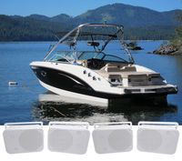 (4) Rockville HP65S-8 6.5" Marine Box Speakers with Swivel Bracket for Boats