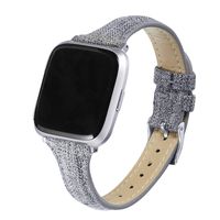 bayite Slim Woven Bands Compatible with Fitbit Versa/Versa 2 Bands, Durable Canvas Fabric Strap with Soft Leather Lining Women (5.5"-7.8"), Grey