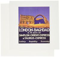 3dRose London n Orient Express Vintage Travel Poster - Greeting Cards, 6 x 6 inches, set of 12 (gc_109615_2)
