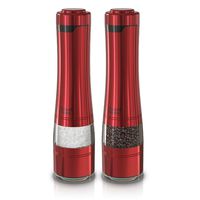 Russell Hobbs RHPK4100RED Electric Salt and Pepper Mill Set with Adjustable Coarseness, Set of 2 Grinders, Red