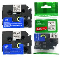 LM Tapes - 2/Pack Premium 1/2" Black Print on White Label Compatible with P-Touch TZe-231 Tape TZ-231 and Comes with a Great Tape Color/Size Guide for Easy reordering.