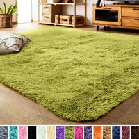 LOCHAS Luxury Velvet Fluffy Rug Modern Shag Area Rugs for Bedroom, Super Soft and Comfy Carpet, Non Slip Floor Fur Carpets for Kids Home Decor, 2x3 Feet Green