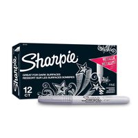 Sharpie Metallic Permanent Markers, Fine Point, Silver, 12 Count