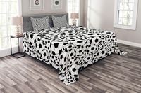 Ambesonne Soccer Bedspread, Monochrome Design Pattern of Classical Football Balls Kids Boys Cartoon Pattern, Decorative Quilted 3 Piece Coverlet Set with 2 Pillow Shams, King Size, White Black